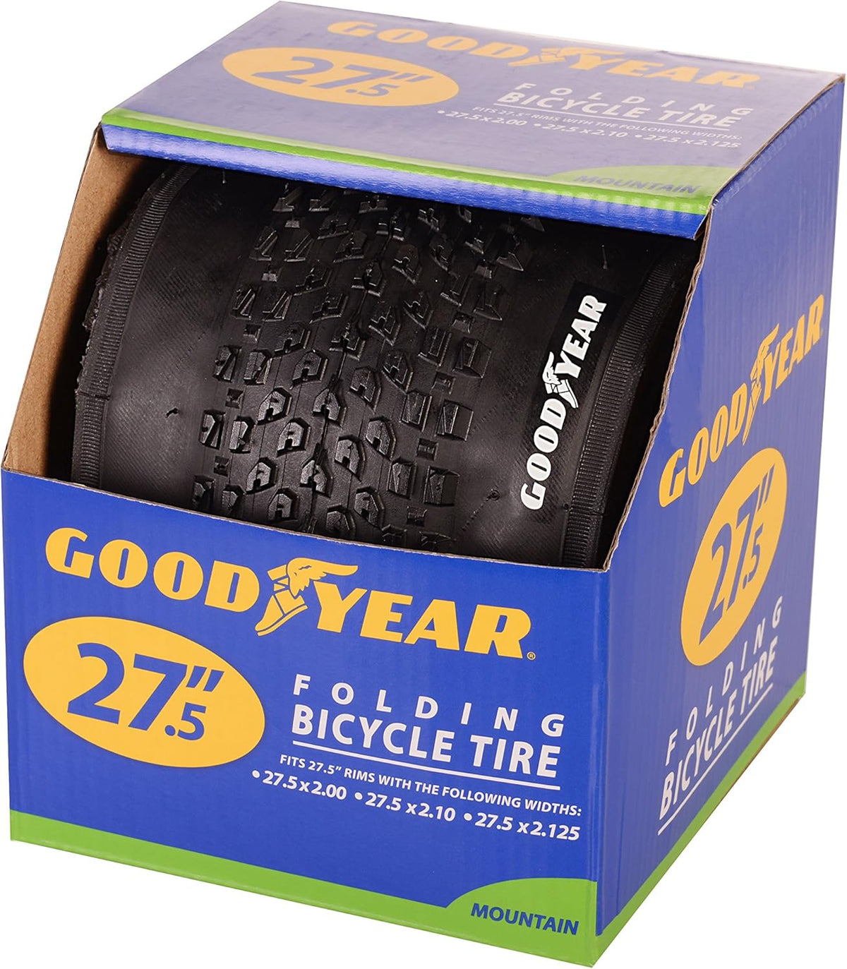 Folding Mountain Bike Tire, 27.5"/650B x 2/2.125", Black Pack of 2 F88137