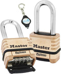 2 Pack Brass Resettable Combination Padlock with Key Chain Light W61866