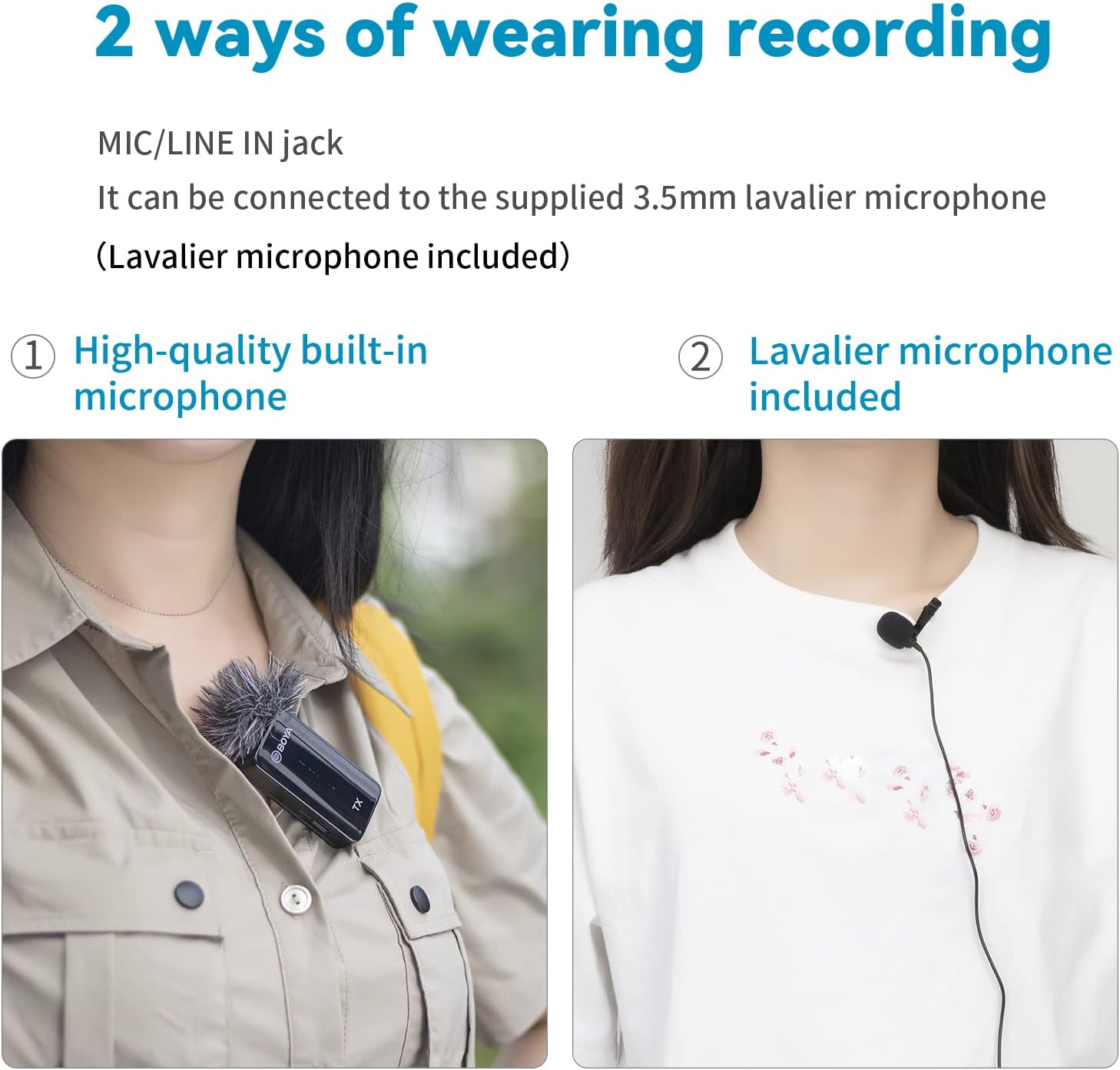2.4GHz Wireless Dual Channel Cordless Lapel Microphone System L727