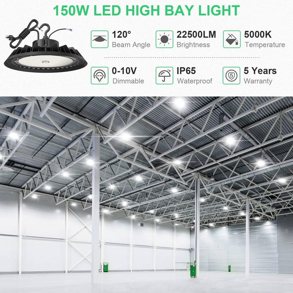 150W 5000K Dimmable High Bay Light, Pack of 2 D171