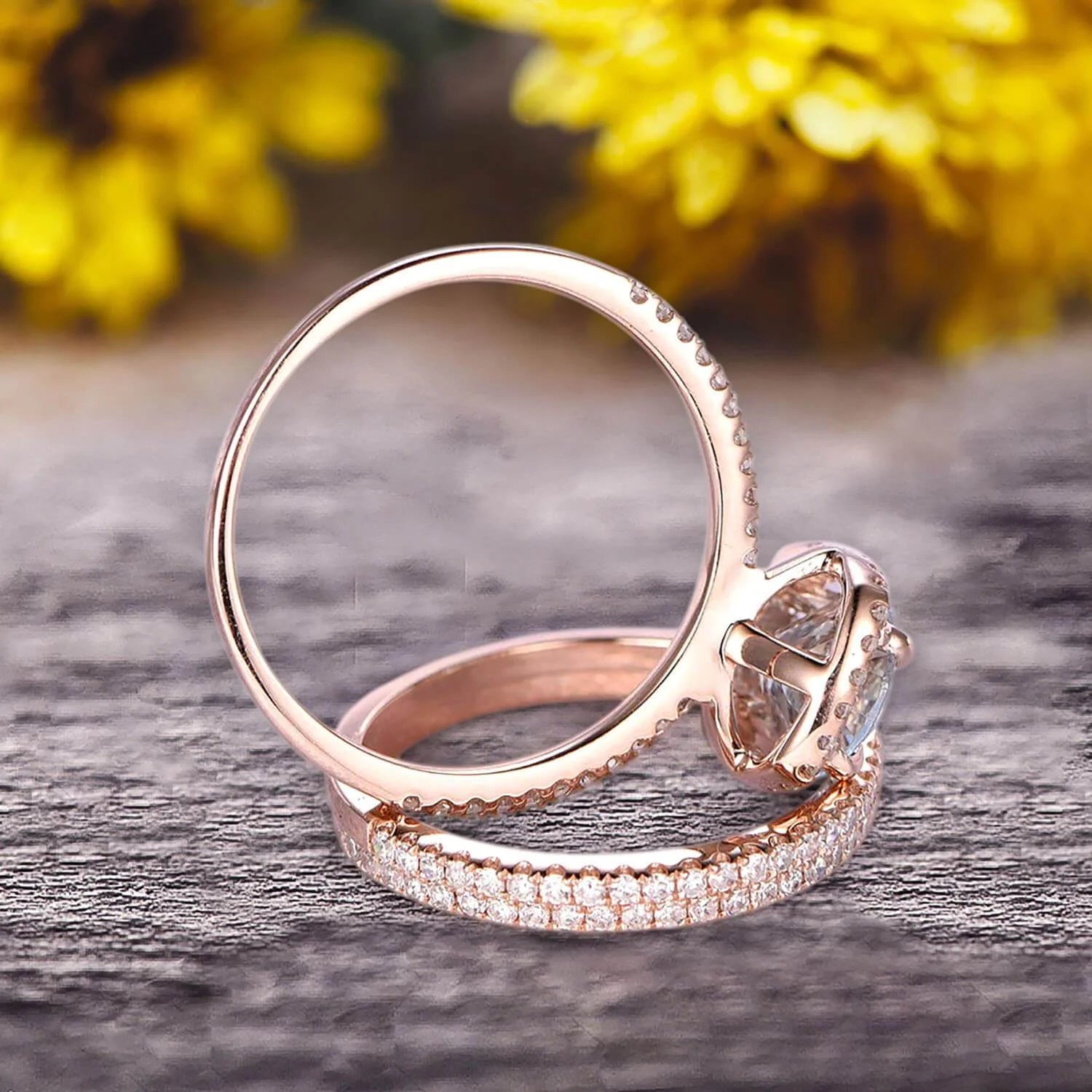 Oval Cut Aquamarine Engagement Ring 10k Rose Gold With Matching Band N44849