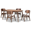 Beige and Walnut Browned Wood 5-Piece Dining Set A867335