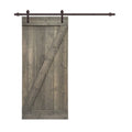 Weather Gray Solid Knotty Pine Wood Interior Sliding Barn Door with Hardware Kit C297