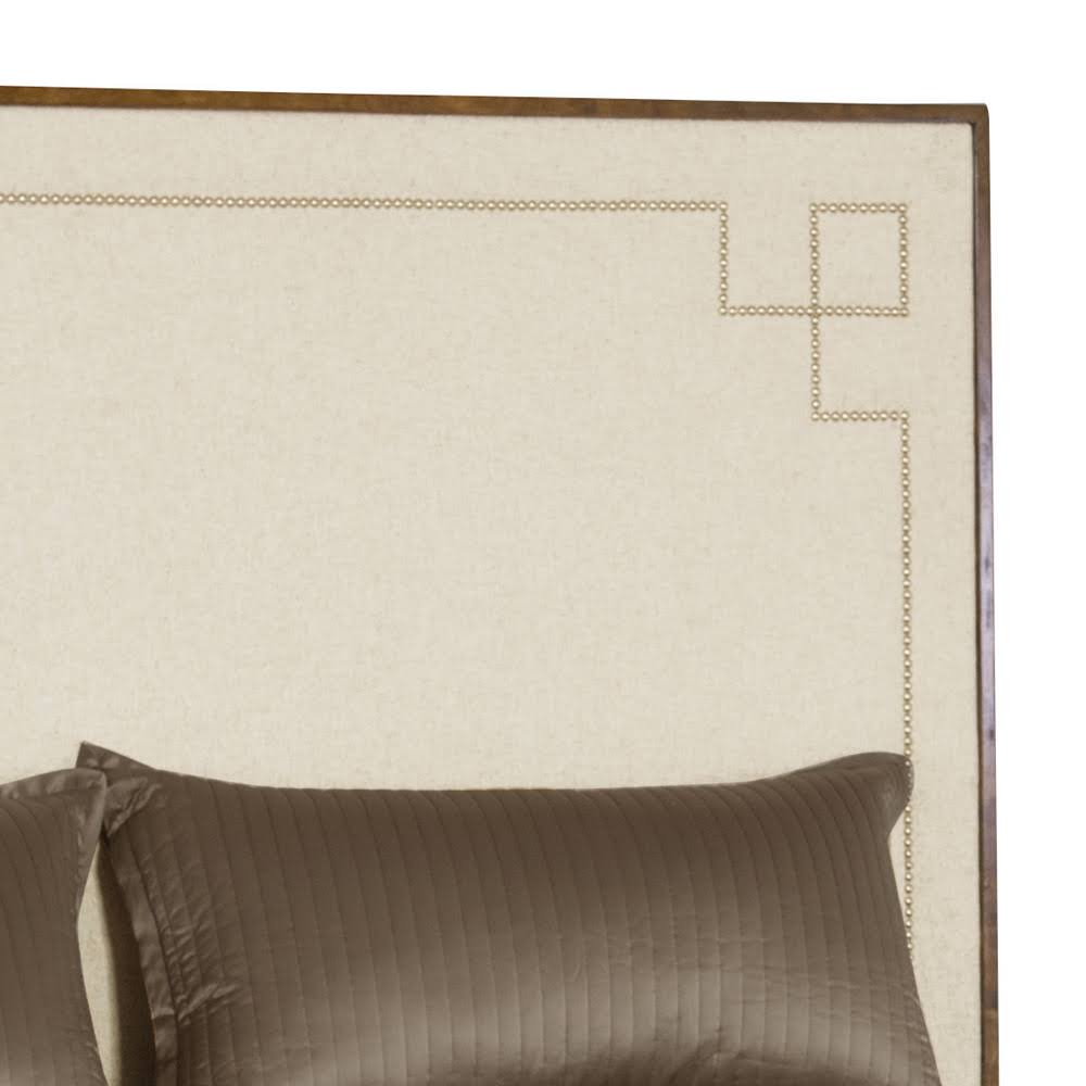 Dark Caramel Queen Upholstered Panel Bed Y3956