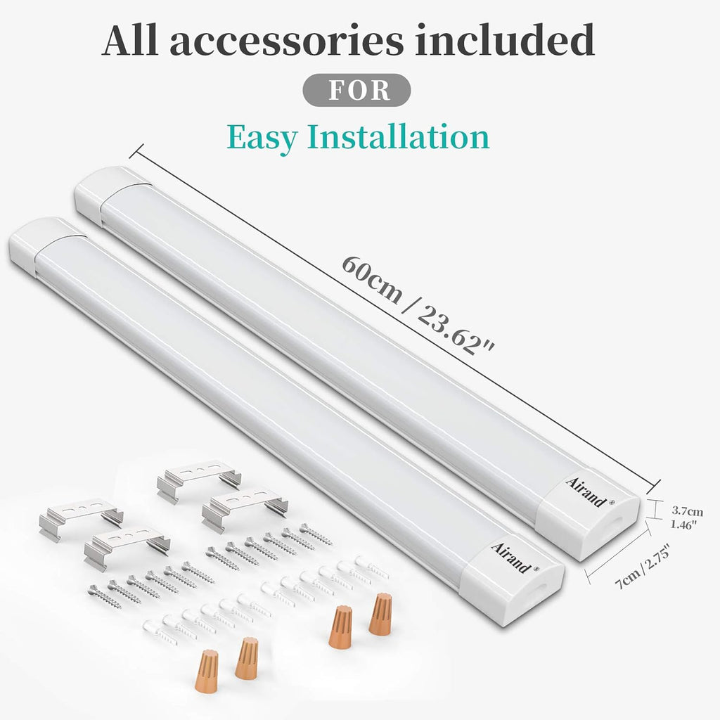 2 Pack 2FT 18W 5000K IP66 Waterproof LED Garage Light R868