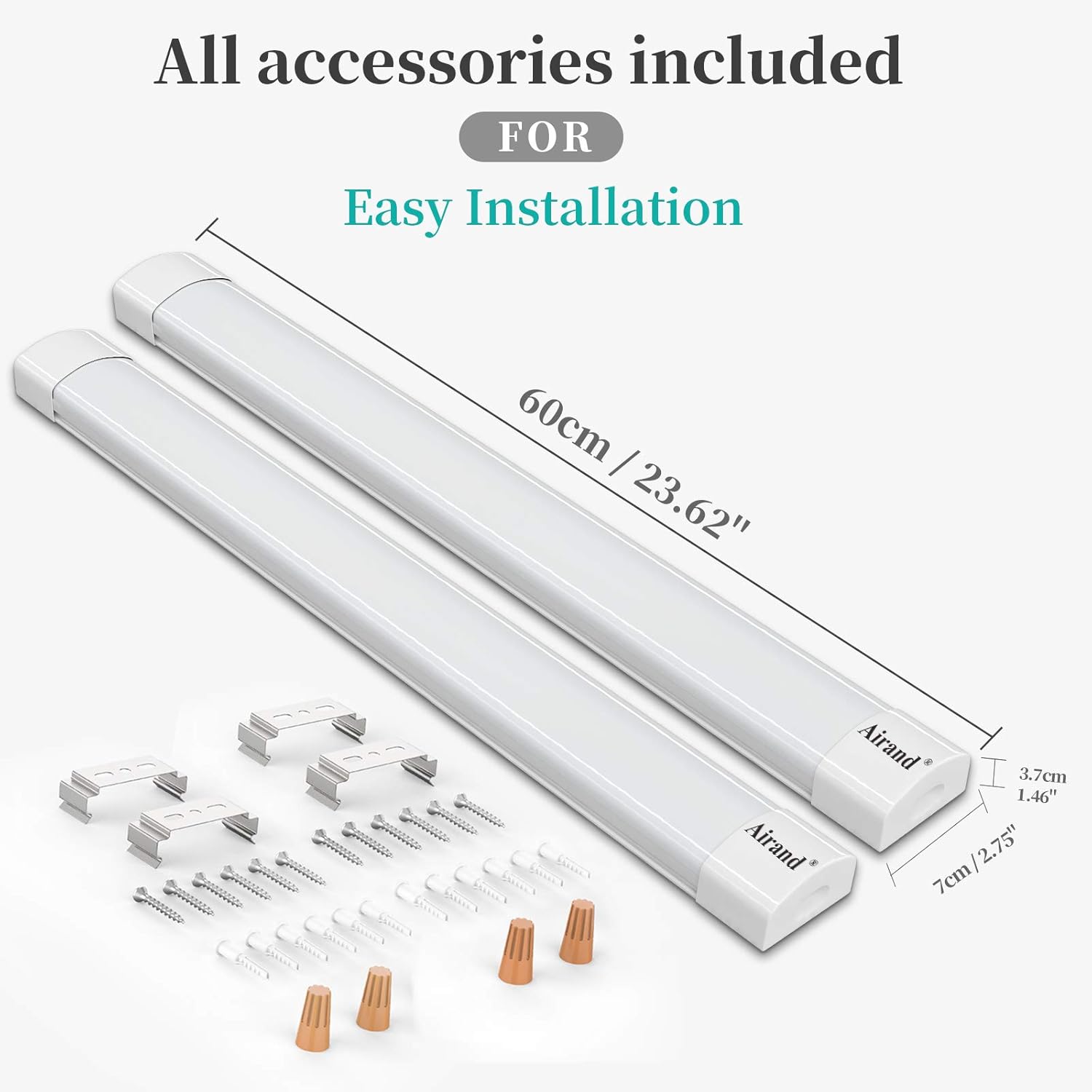 2 Pack 2FT 18W 5000K IP66 Waterproof LED Garage Light R868