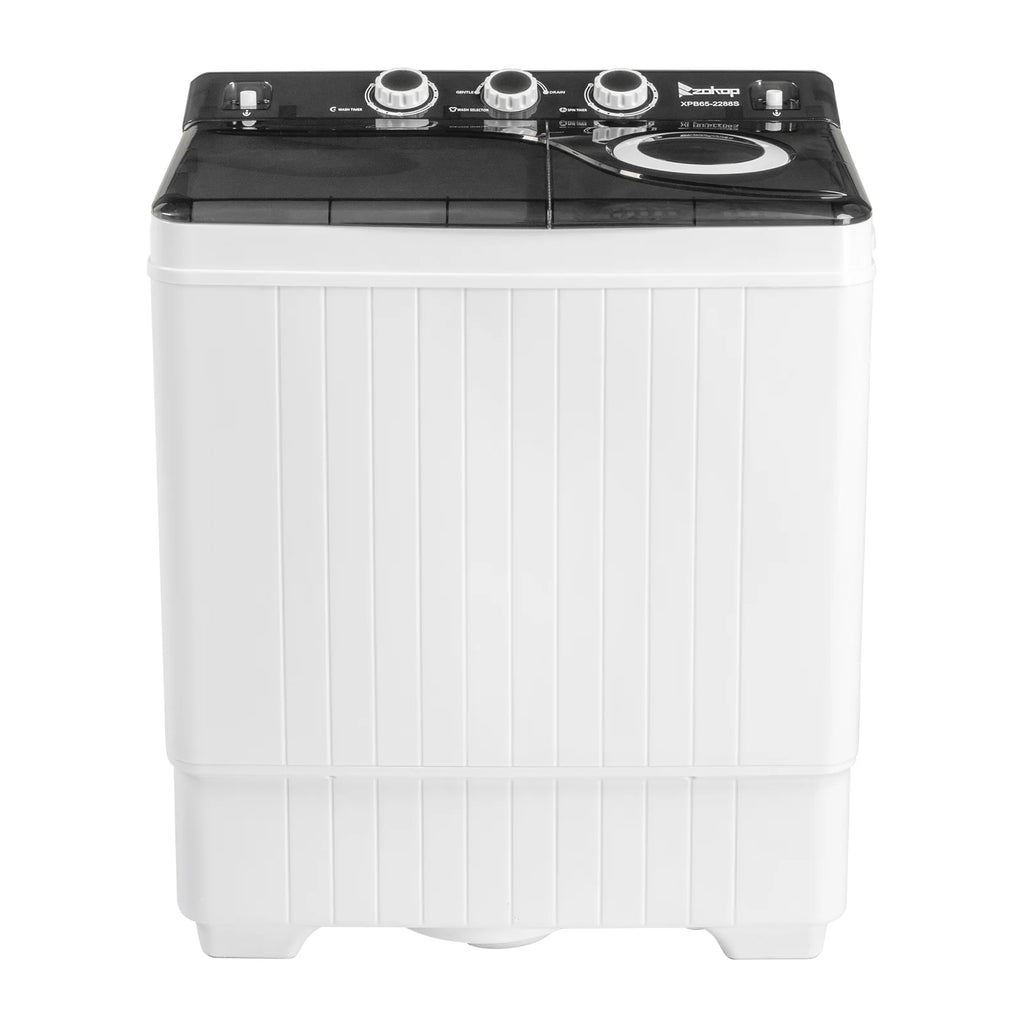 Semi-automatic Twin Tub Washing Machine with Built-in Drain Pump, 26Lbs, White&Black U729347