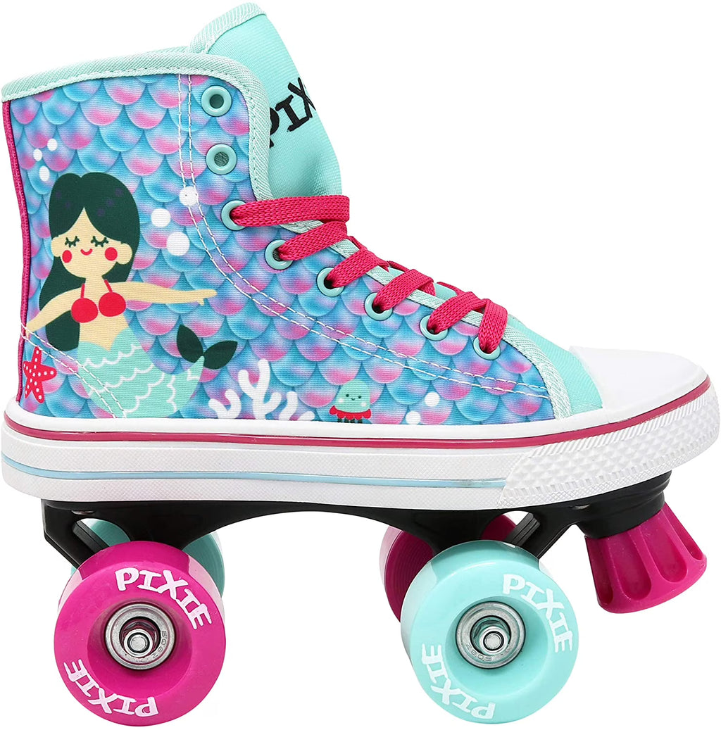 Pixie Mermaid Kids Quad Roller Skate High Top Sneaker Style (Size 3) X2883
