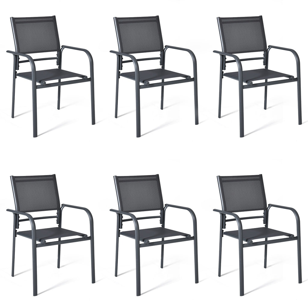 Set of 6 Aluminum Outdoor Patio Dining Chairs Grey J142285