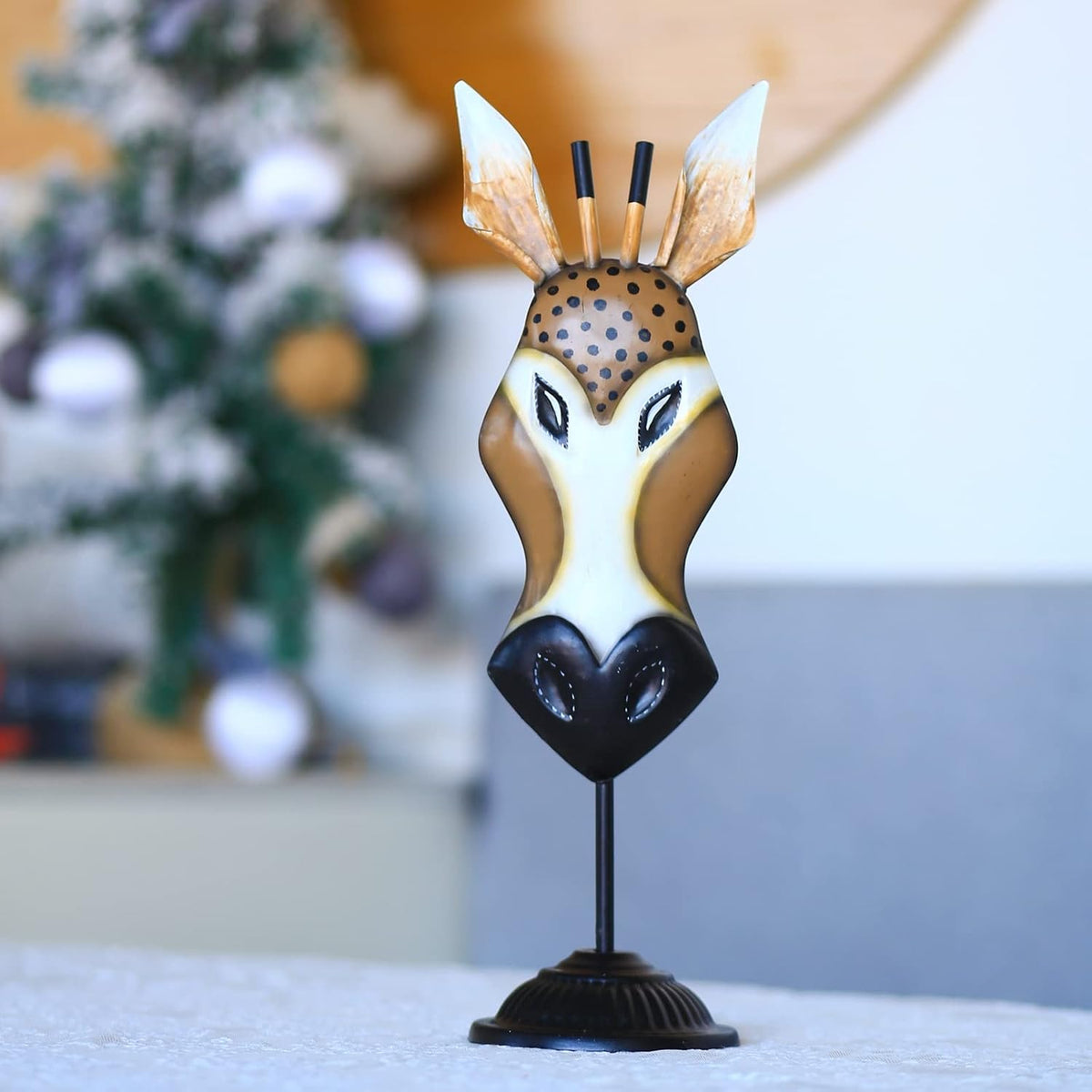 Deer Antelope Giraffe and Zebra Head Sculpture Statue, 17 to 19 Inches N2993