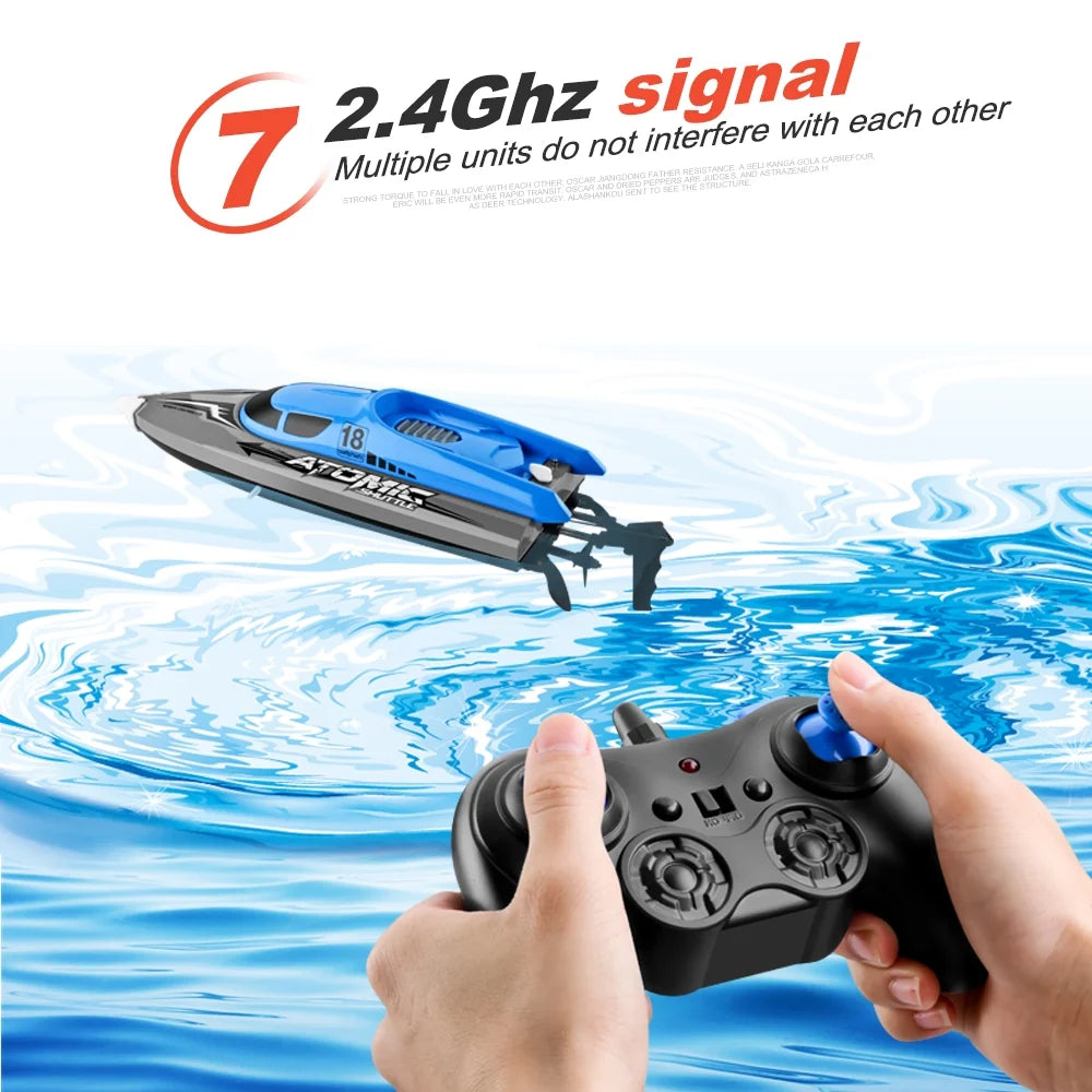 RC Boat Remote Control Boat 30KM/H IPV7 Waterproof 2.4GHz 4 Channel Racing Boat Y989731