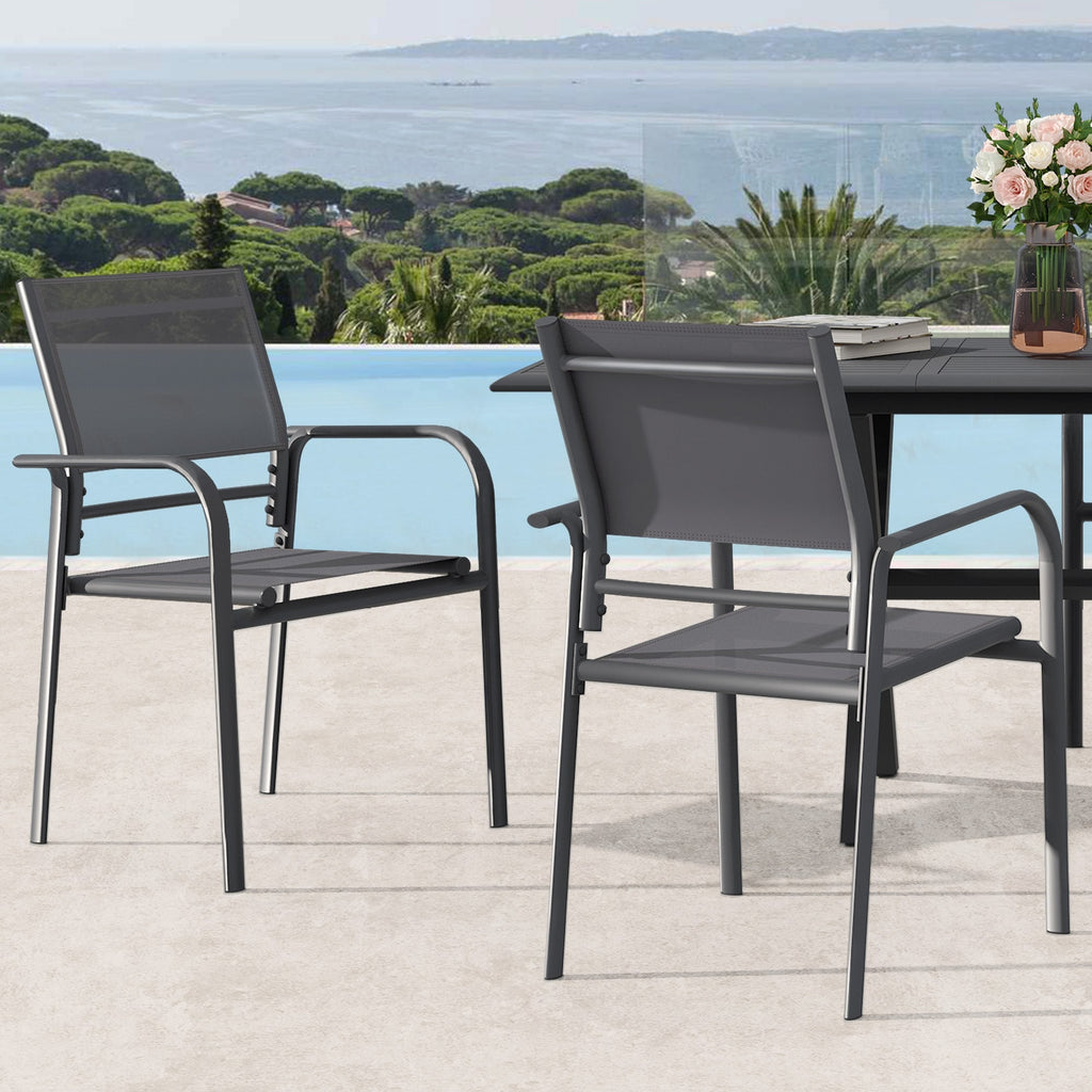 Set of 6 Aluminum Outdoor Patio Dining Chairs Grey J142285