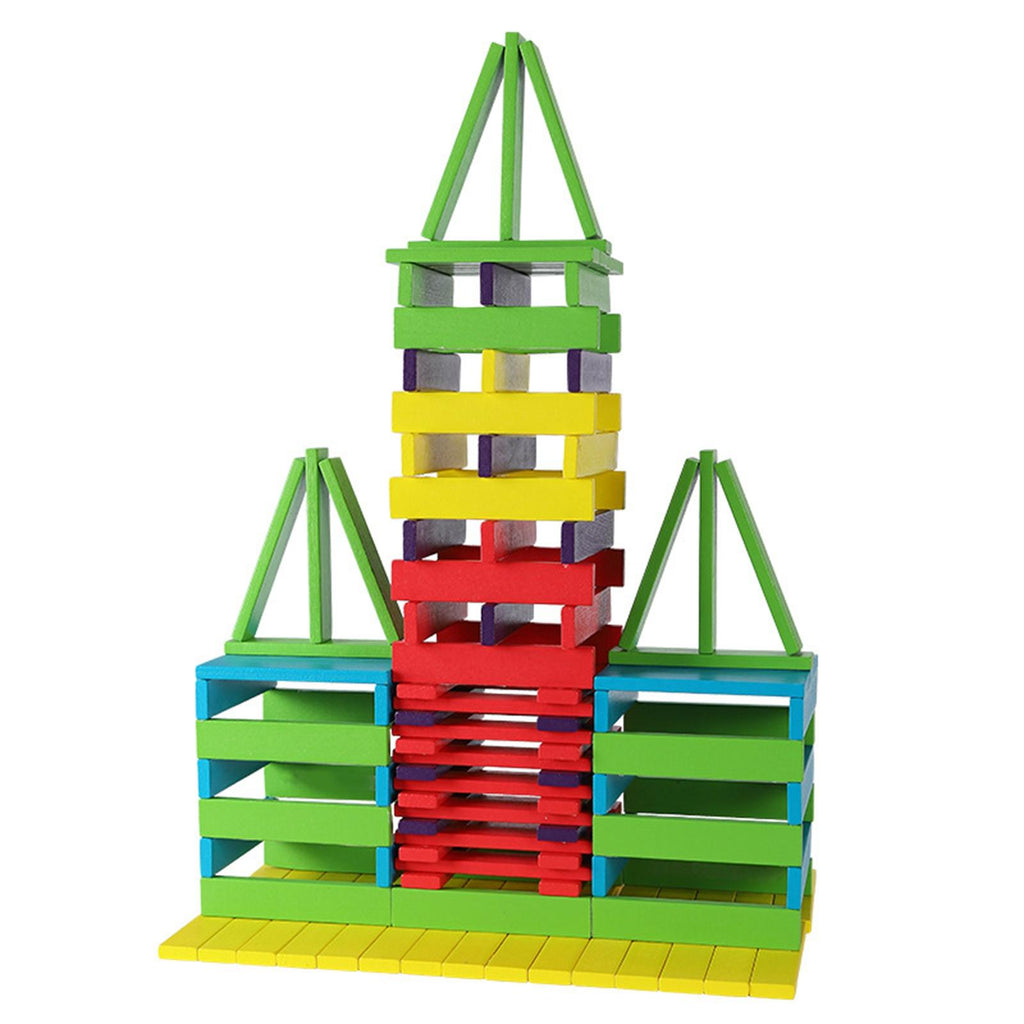 100 Pieces Wooden Blocks Stacking Game Building Kits Board Games N8207