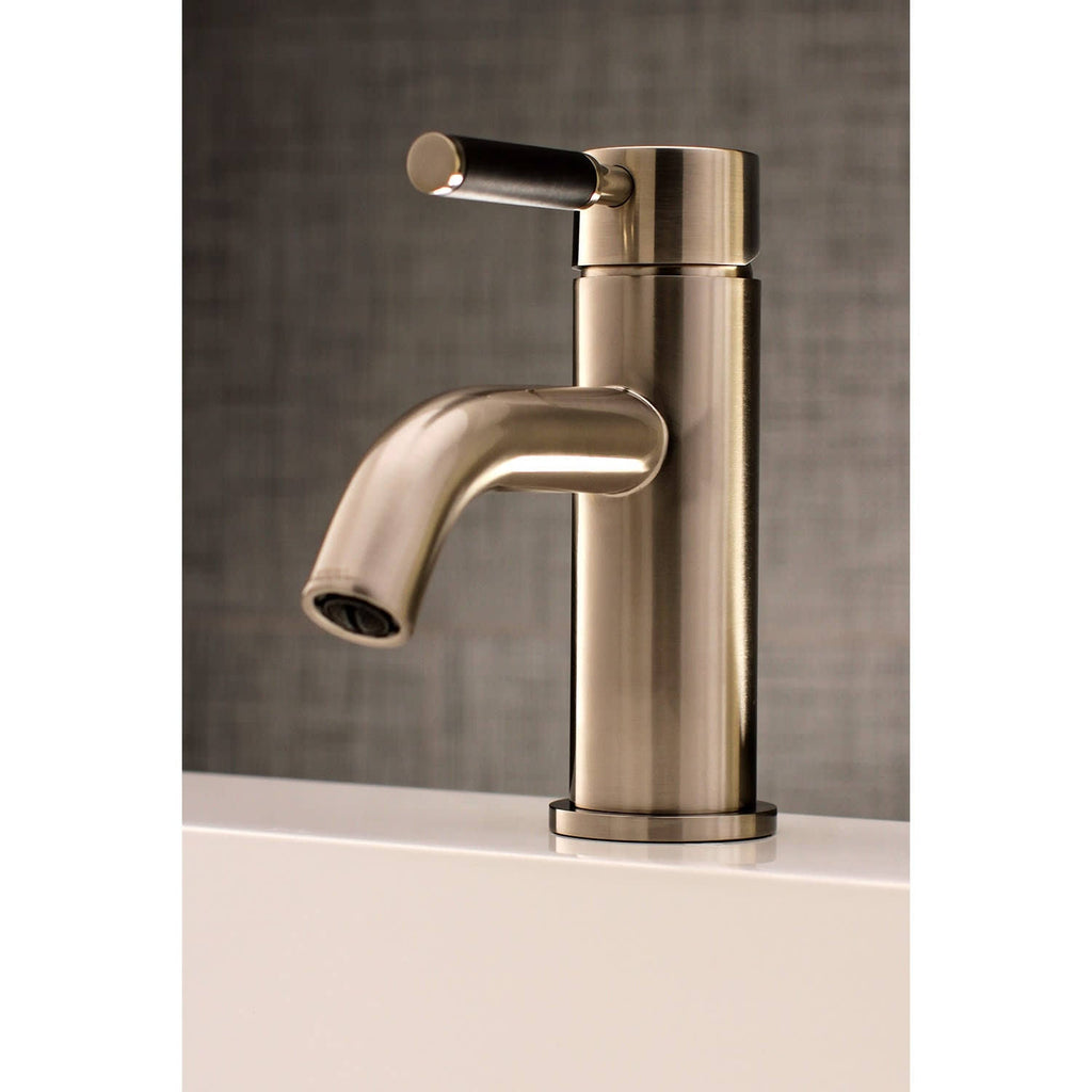 Matte Black Brushed Nickel Single-Handle Bathroom Faucet with Push Pop-Up O5271