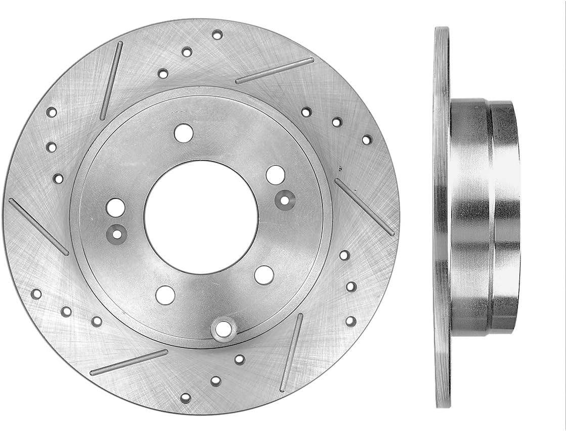 REAR 283mm Drilled & Slotted 5 Lug Rotors B439