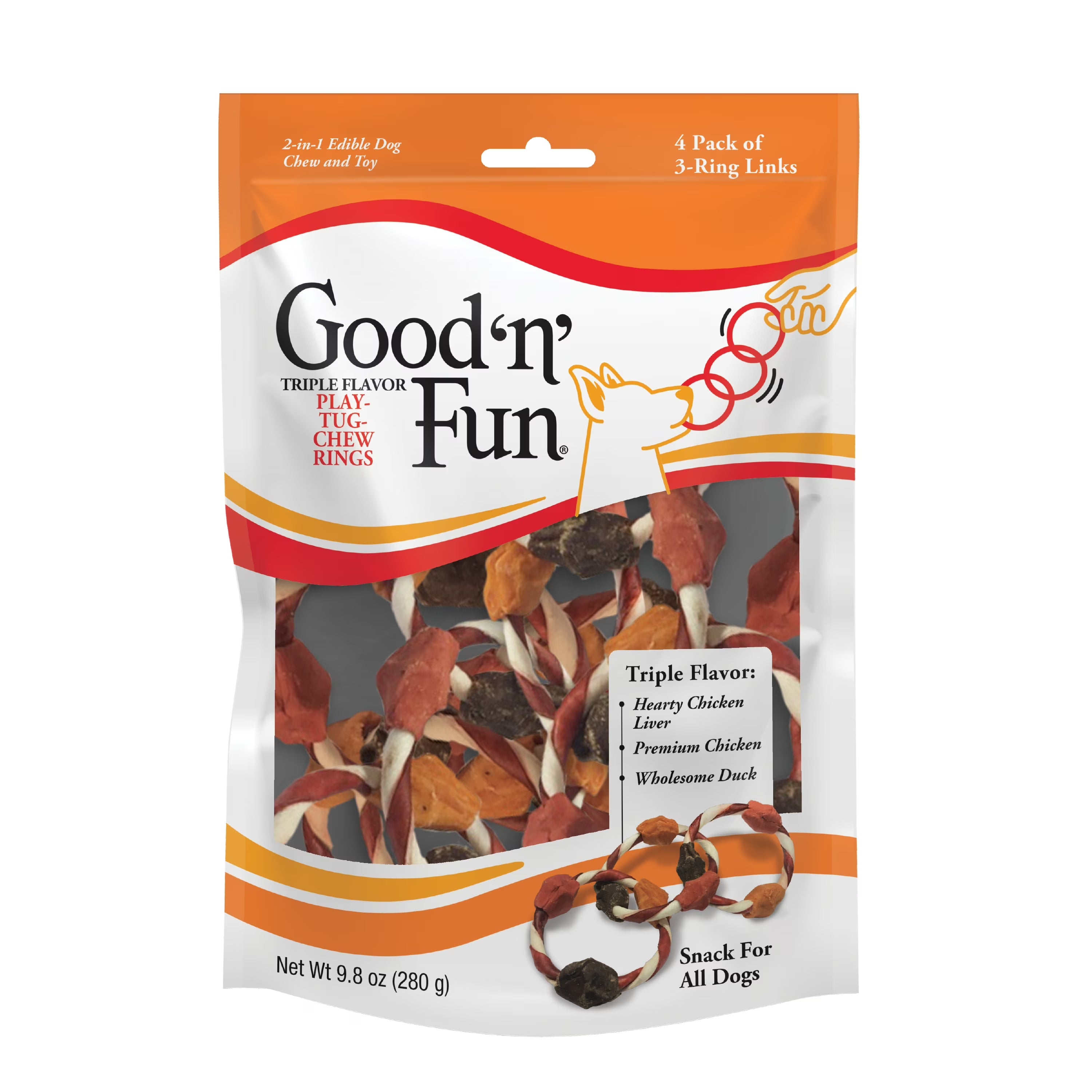 Triple Flavor Chew Rings 4 Count Dog Snack Q839