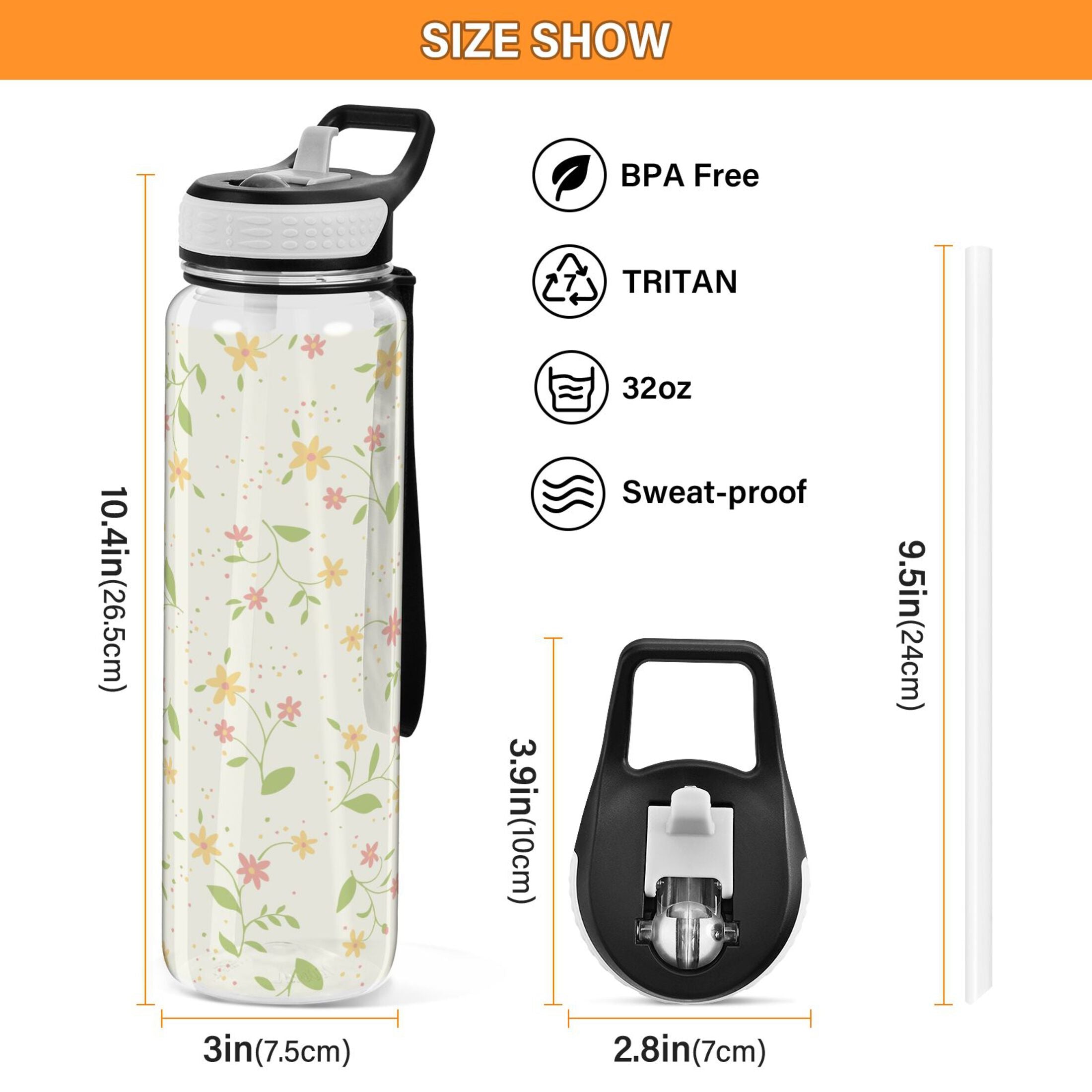32oz Tritan Leakproof Clear Water Bottle with Straw G250038