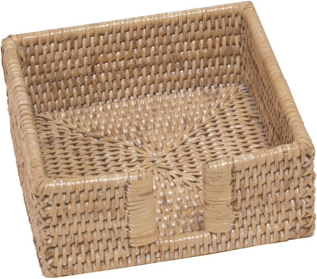 Rattan Luncheon Napkin Holder in White Natural J2529