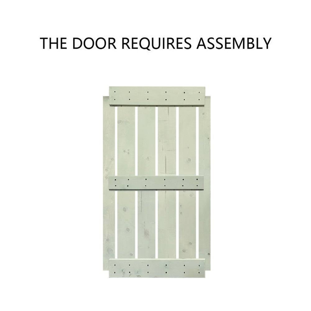 Sage Green Stained Solid Pine Wood Interior Double Sliding Barn Door with Hardware Kit D564