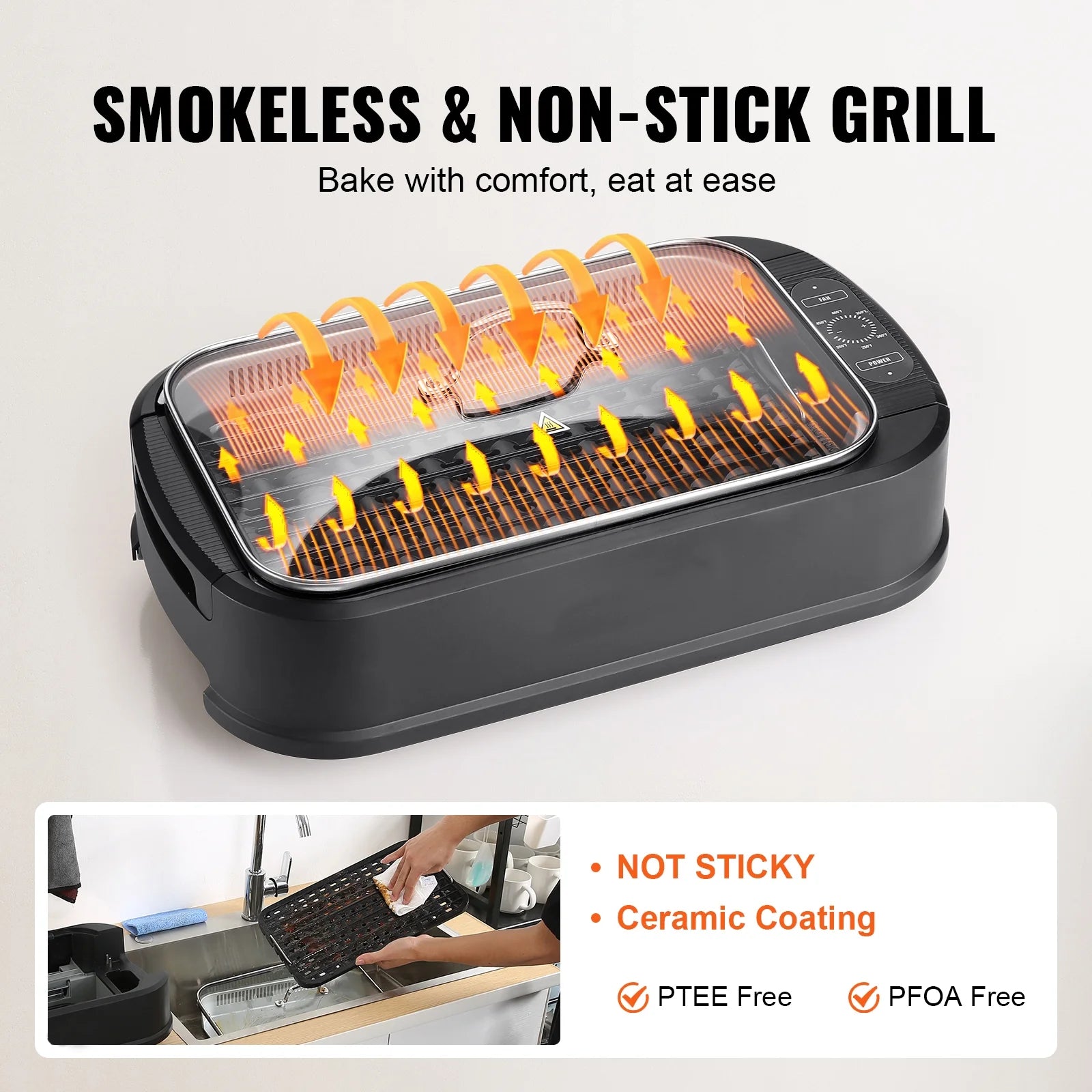 Smokeless Indoor BBQ Grill 1500W Nonstick C19761