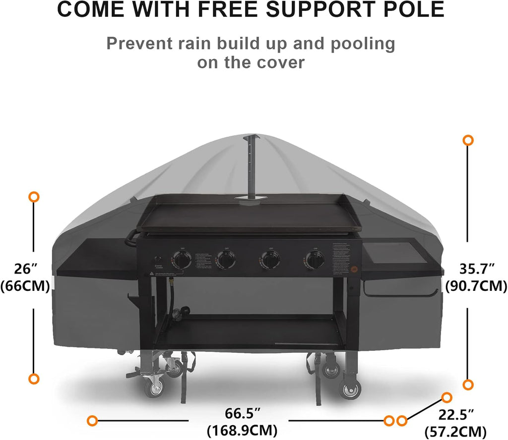 Black 600D Waterproof Griddle Cover with Support Pole K368744