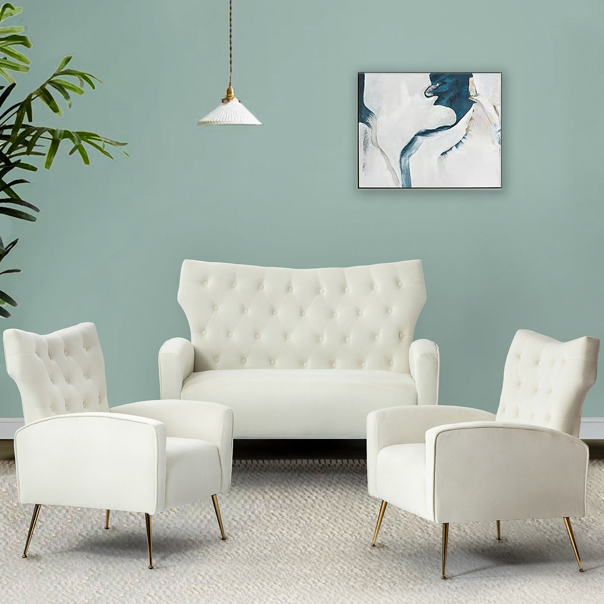 Black Tufted Back Loveseat P109584