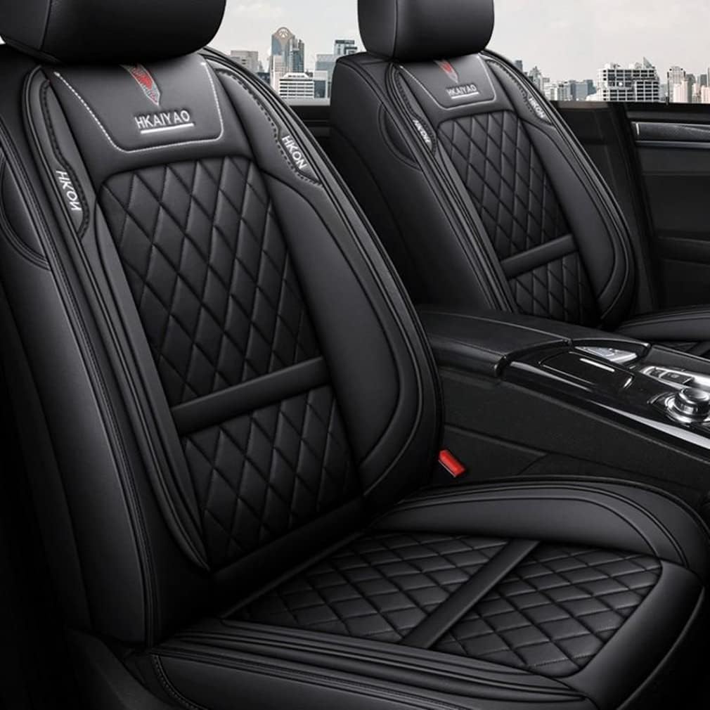 5 Car Seat Covers Full Set Waterproof Faux Leather Black U222