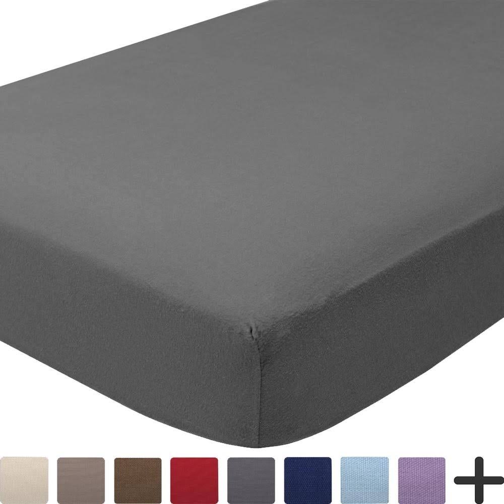 Grey Queen 100% Cotton Flannel Fitted Bottom Sheet 5 Pack V370990