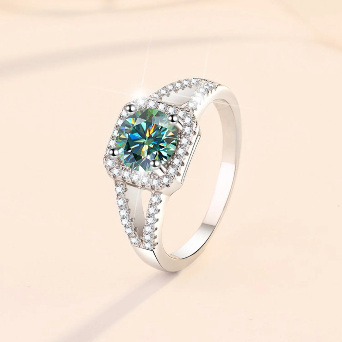 1ct Round Cut Moissanite Engagement Ring S925 Sterling Silver I29557