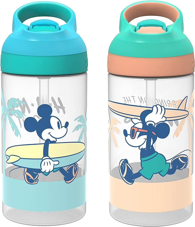 16oz 2 Pieces BPA-Free Plastic Kids Water Bottle with Straw G6542