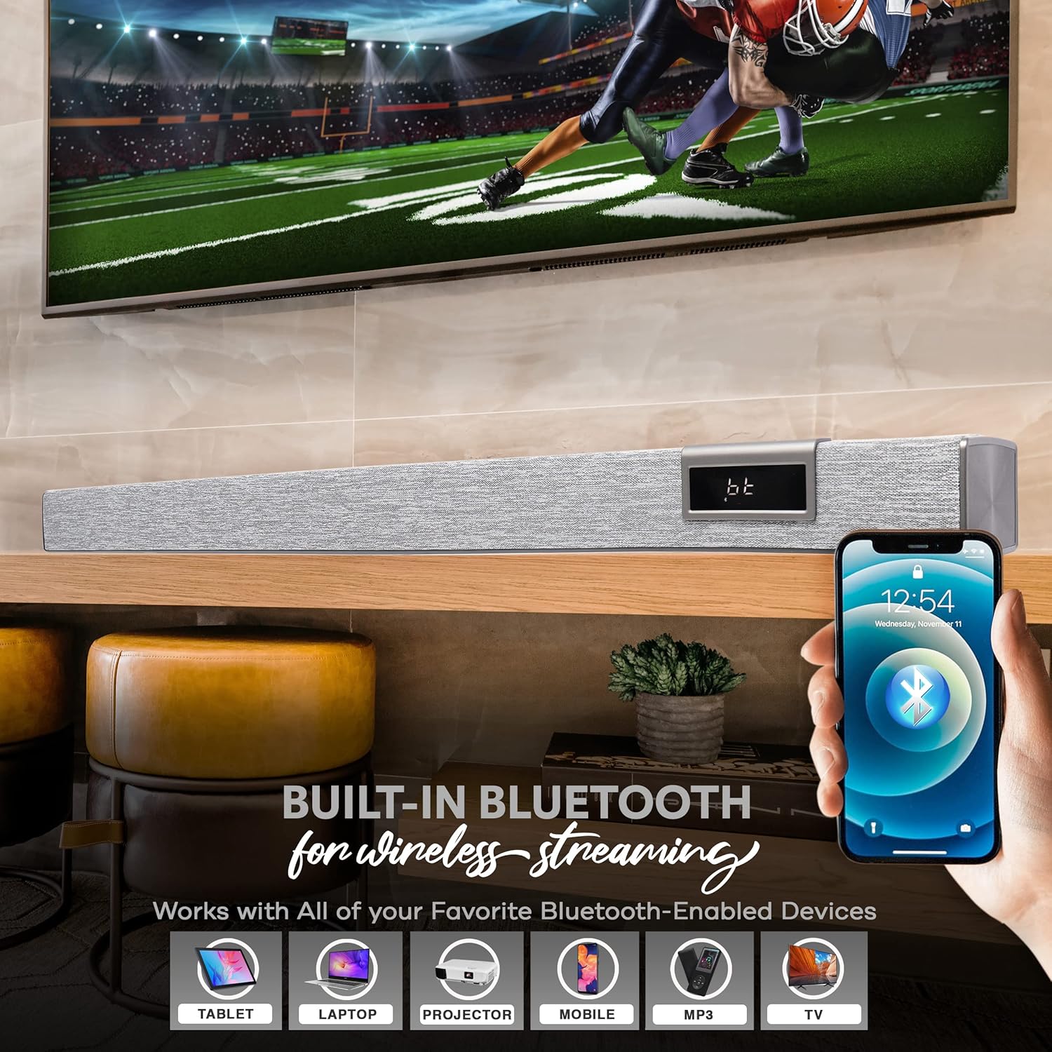 60W 35" Bluetooth Sound Bar with Remote Control Z437