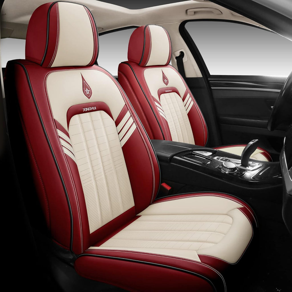 Pink Synthetic Leather 5-Seater Full Set Car Seat Covers X9685