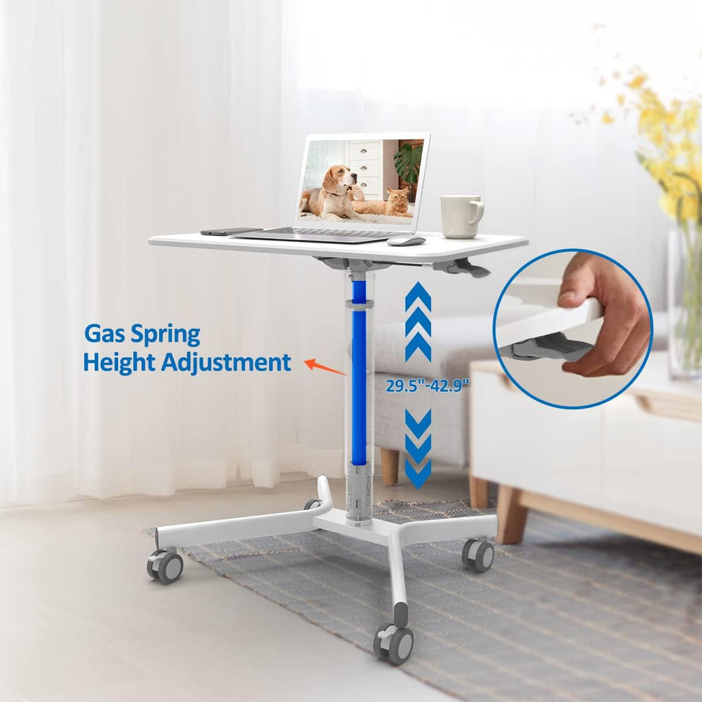 Pneumatic Mobile Laptop Standing Desk with Lockable Wheels L314878