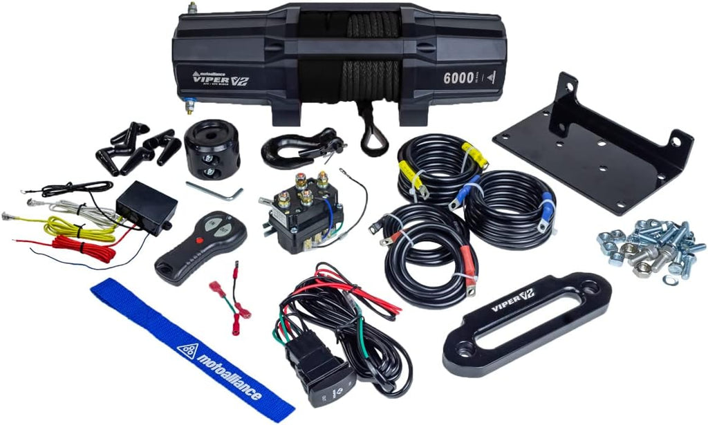 6000lb UTV Winch with 60 feet Black Rope, Wireless Remote S190