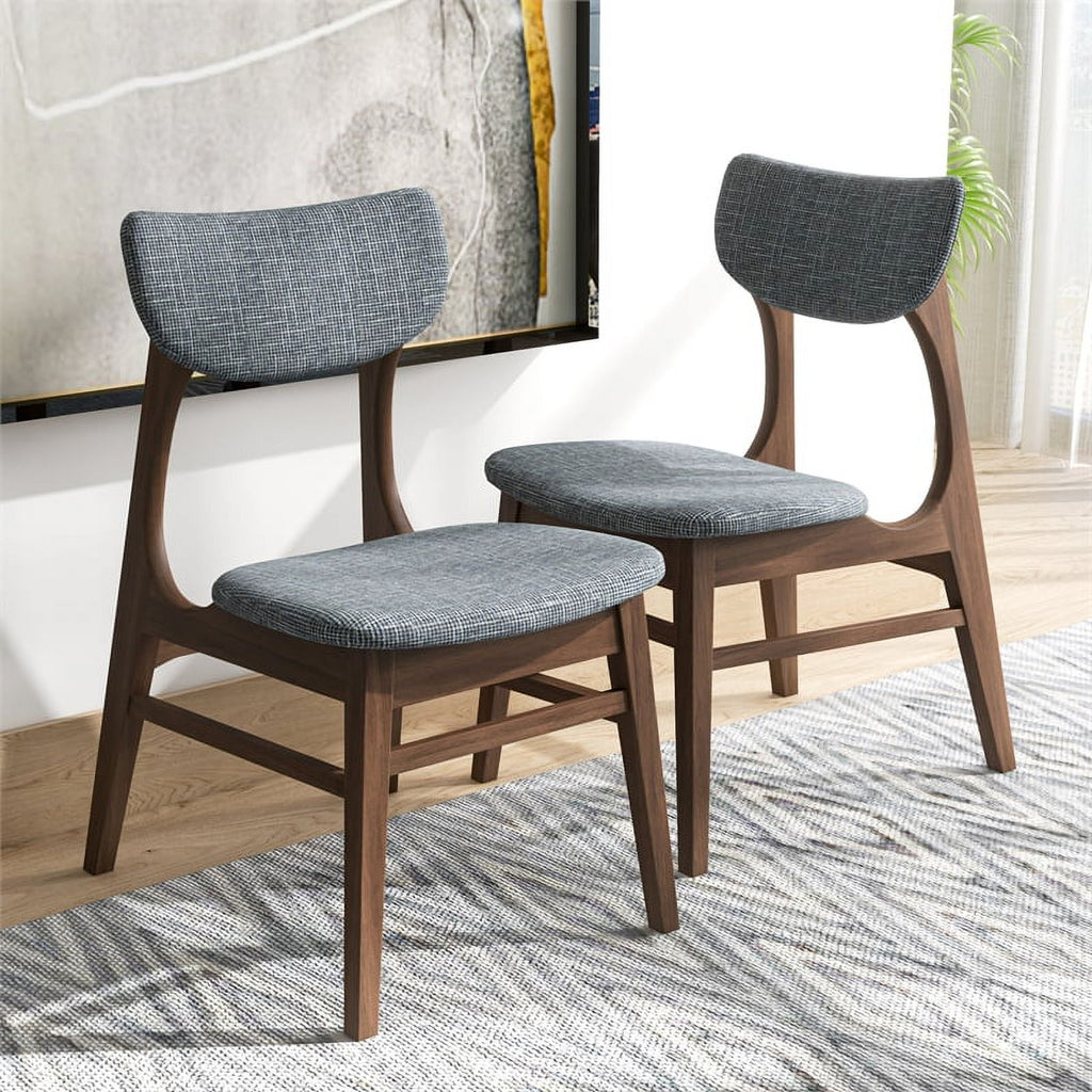 Mid-Century Wood/Fabric Dining Chair in Gray (Set of 2) Z33076