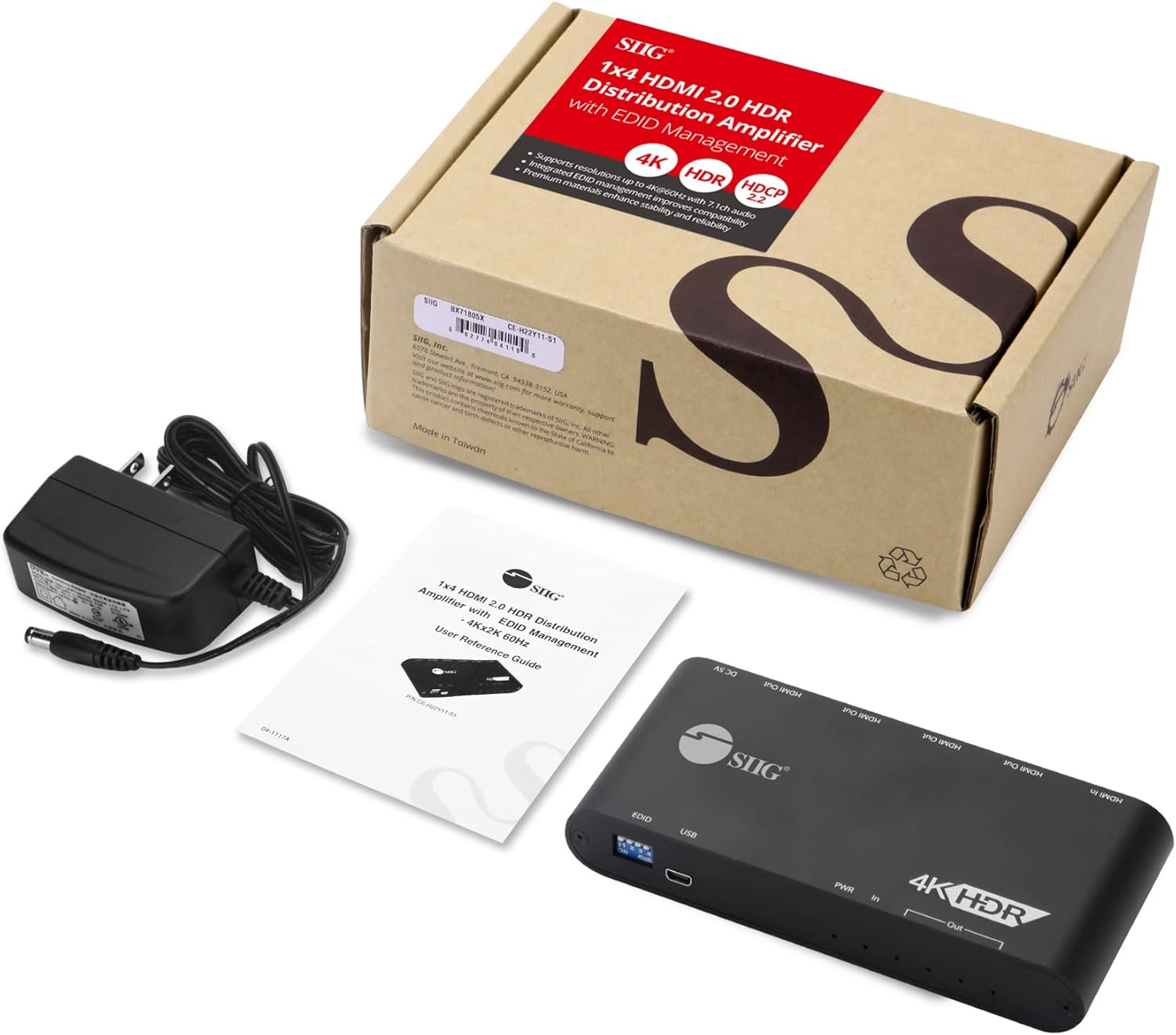 1x4 HDMI 4K 60Hz HDR Splitter 4 Port 1 in 4 Out R8579