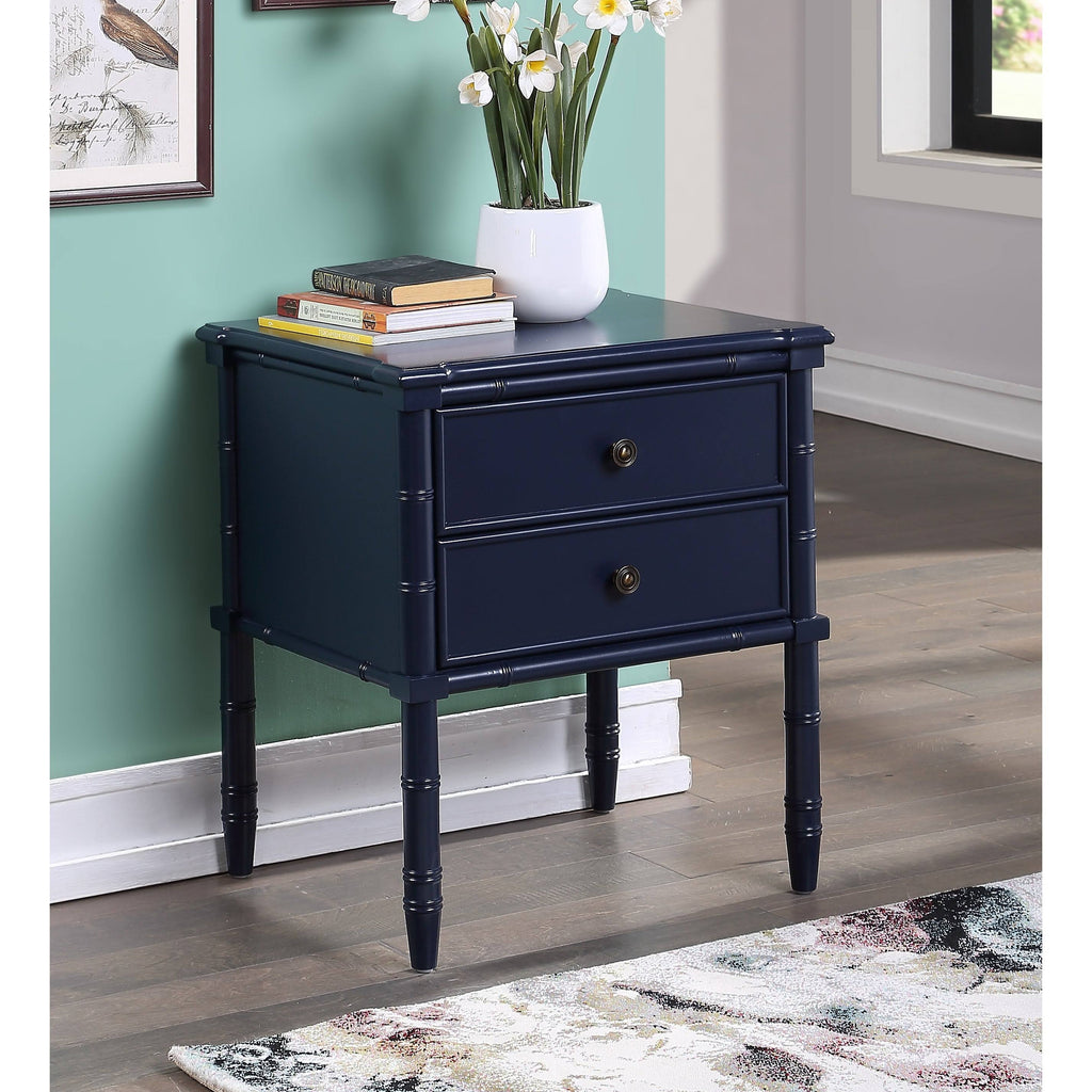 2-Drawer Bamboo Carved Nightstand T58254