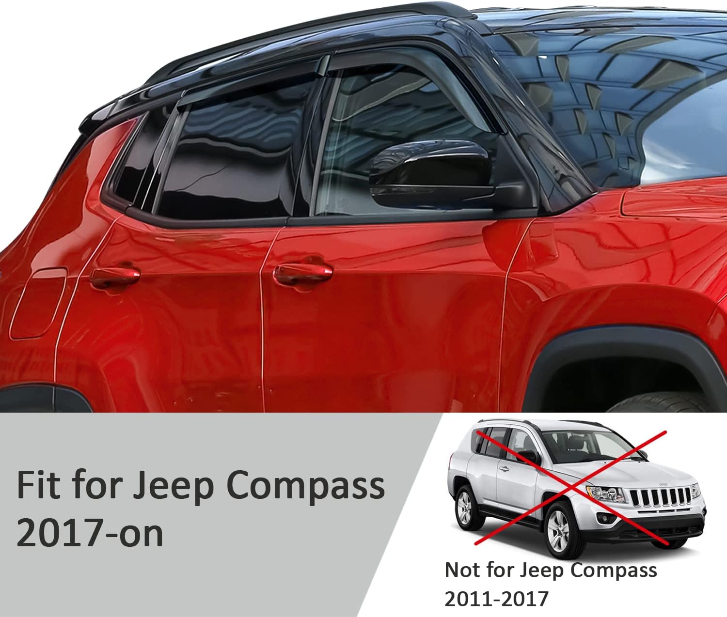 4 Pieces Black Rain Guards for Jeep Compass R117626