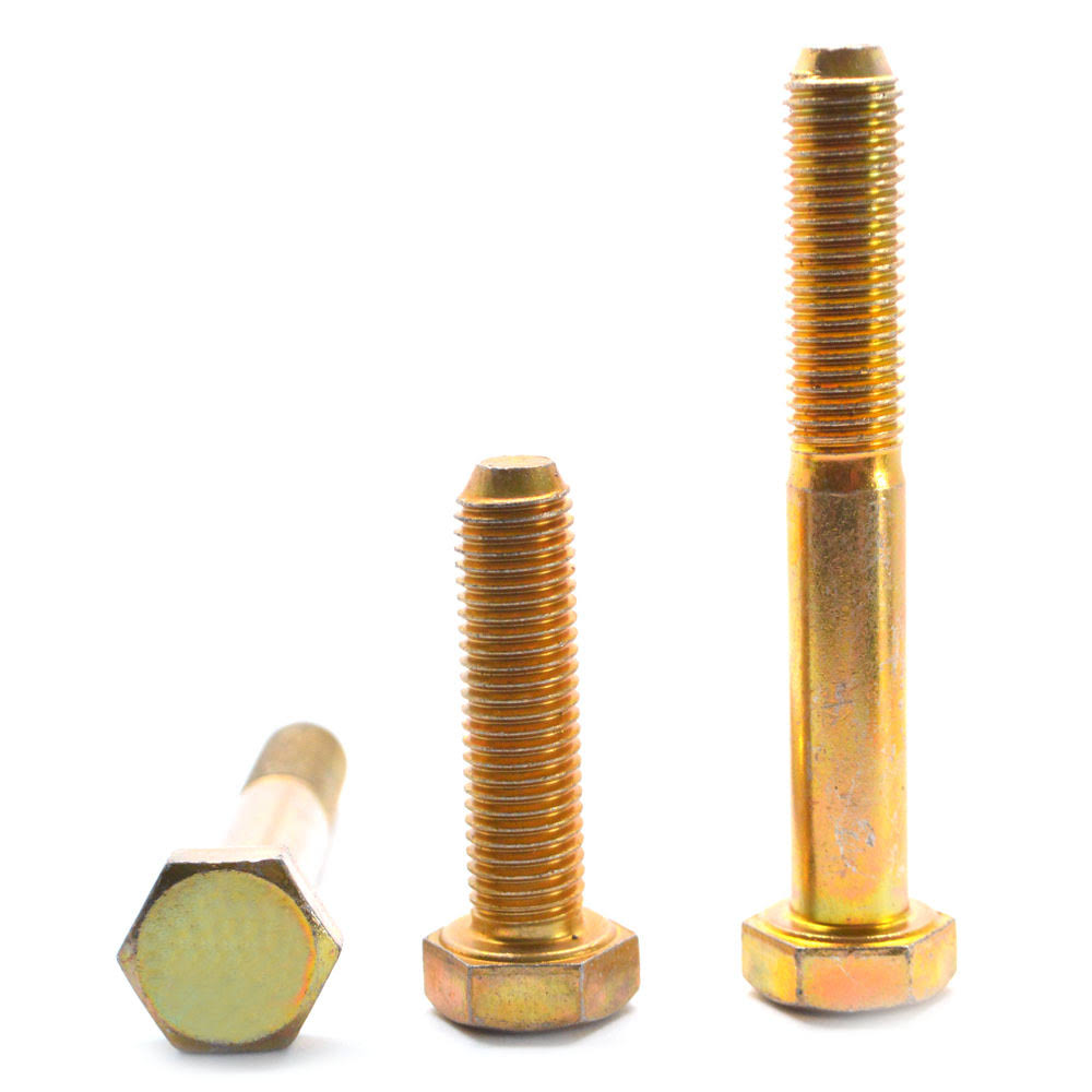 1/4x22-20 x 1/2x22 Coarse Thread Grade 8 Hex Cap Screw Alloy Steel Yellow Zinc Plated H16394