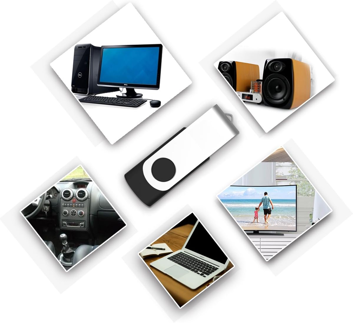 10 Pack 4GB USB2.0 Swivel Flash Drives with Led Indicator, Black B810982