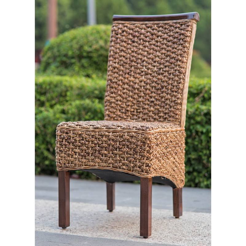 Bunga Hyacinth Weave Dining Chair with Mahogany Hardwood Frame D44446