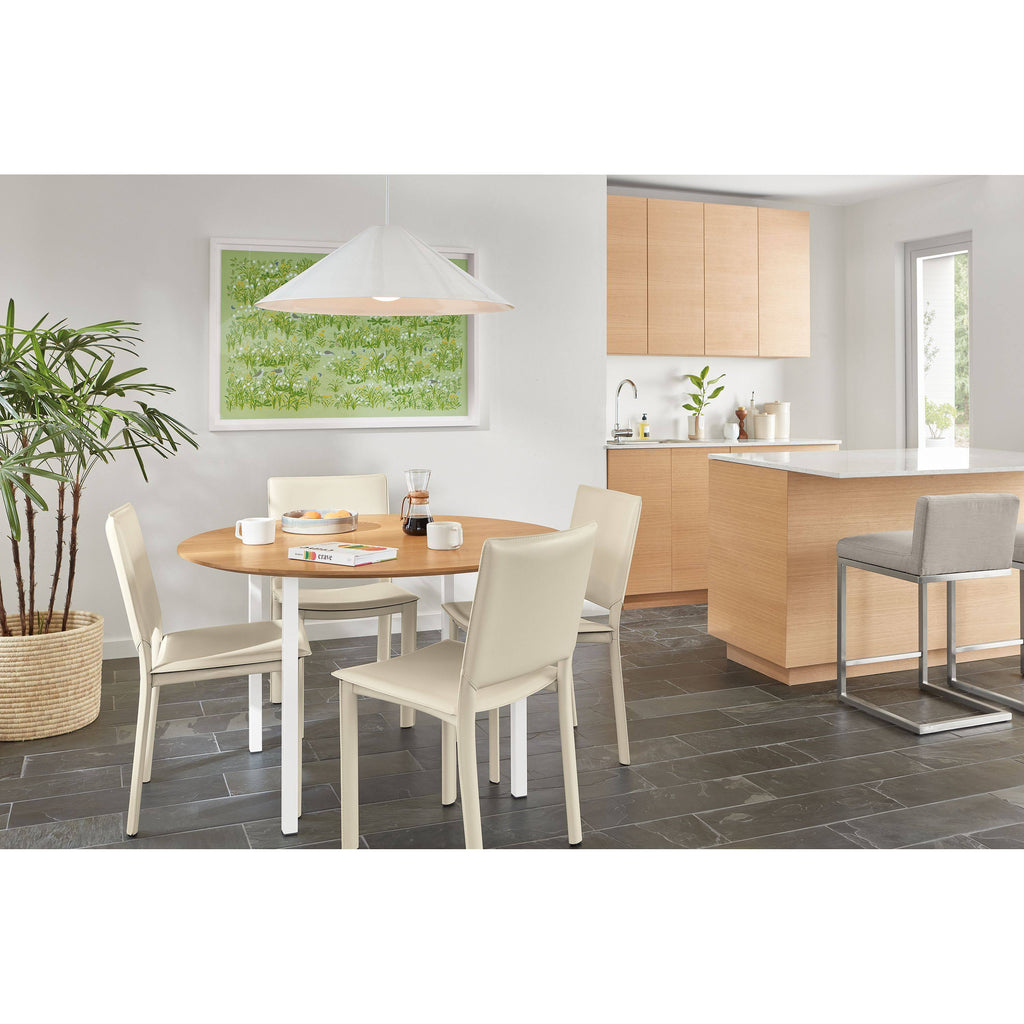 Maple Top Round Table with White Base B9789