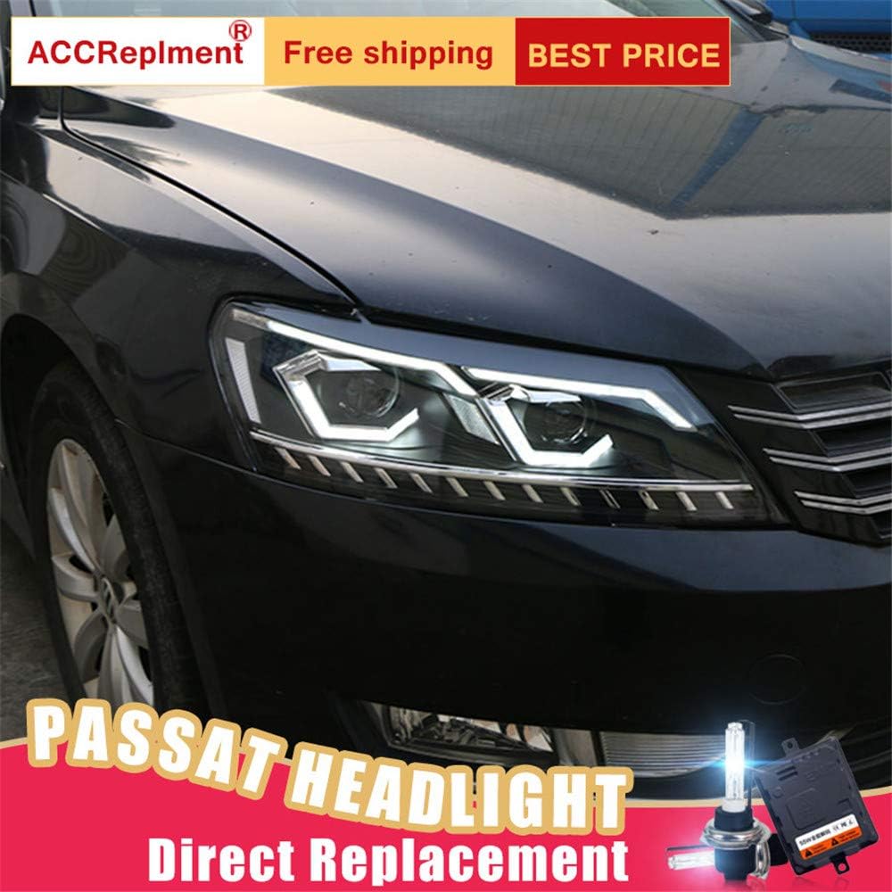 2PCS Headlight Assemblies Bi-Xenon Projector Double Beam HID With LED Daytime Running Lights F989