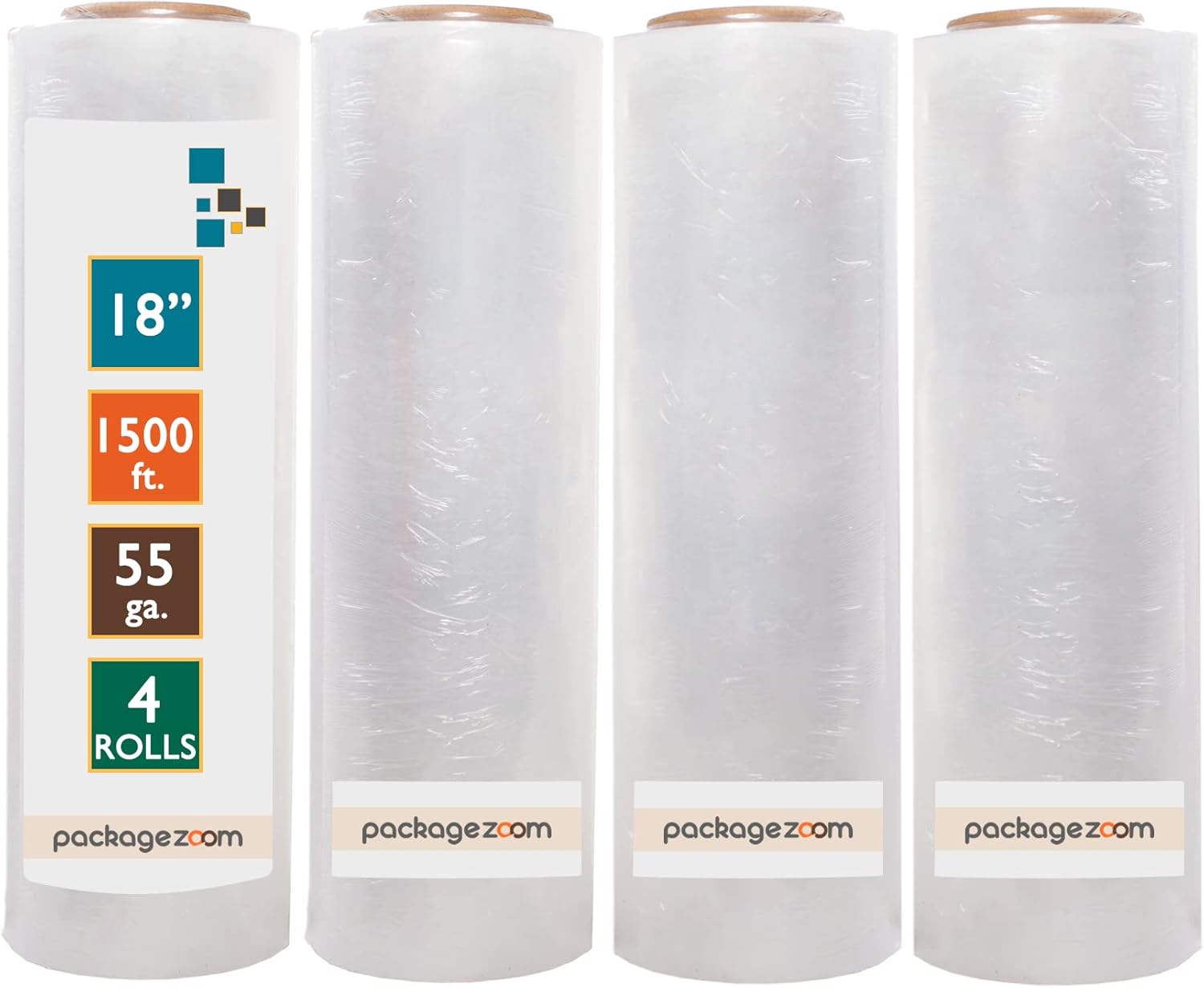 4 Rolls 18" x 1500 Ft 55 Gauge Clear Stretch Film G216