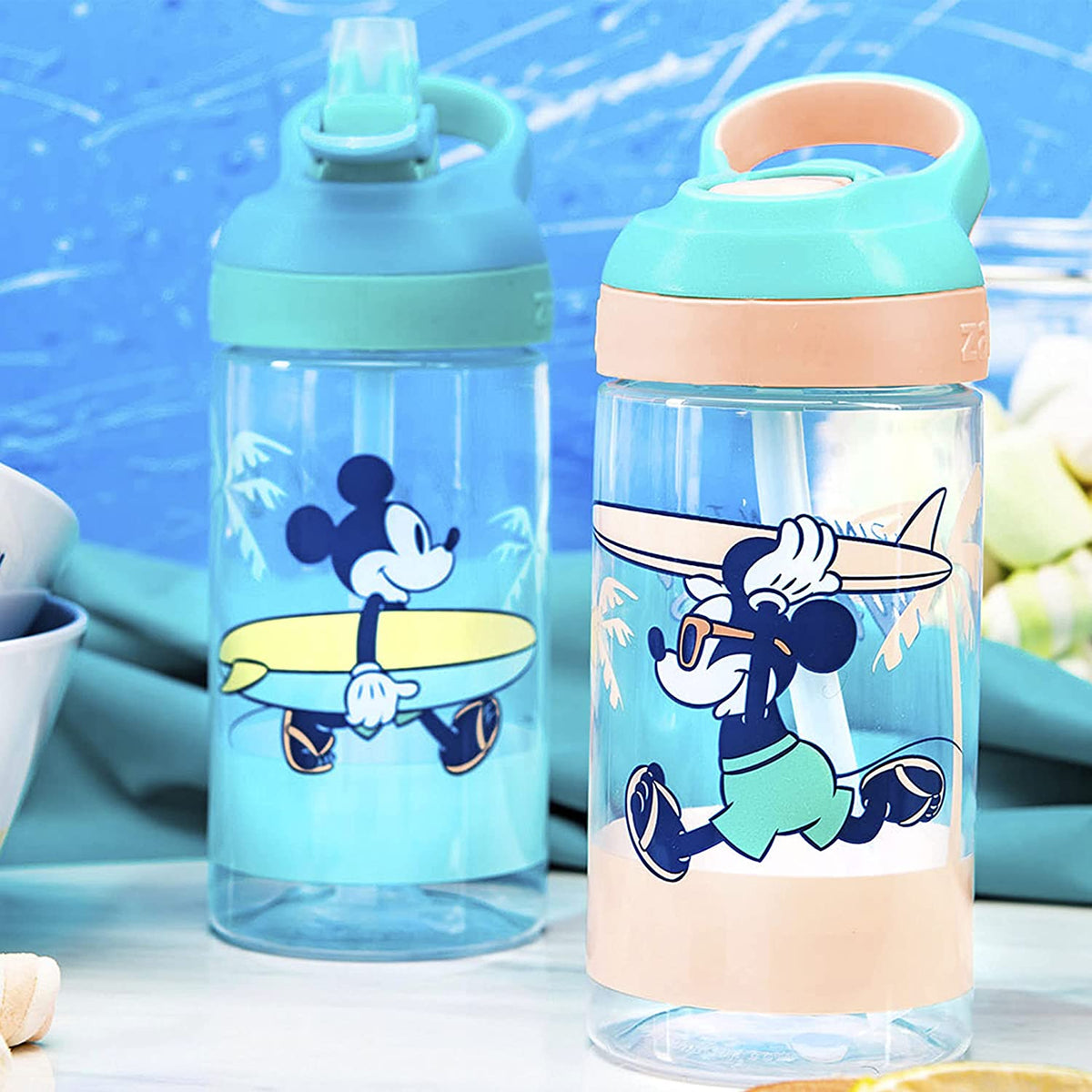 16oz 2 Pieces BPA-Free Plastic Kids Water Bottle with Straw G6542