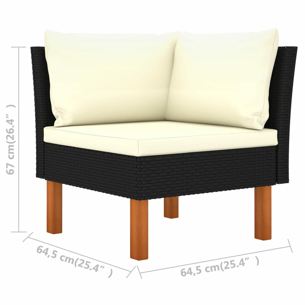 9 Piece Patio Set with Cushions Poly Rattan Black O224549