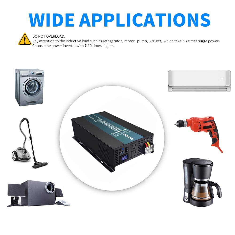 2000W 24V 120V Pure Sine Wave Power Inverter with Remote Control Switch R990