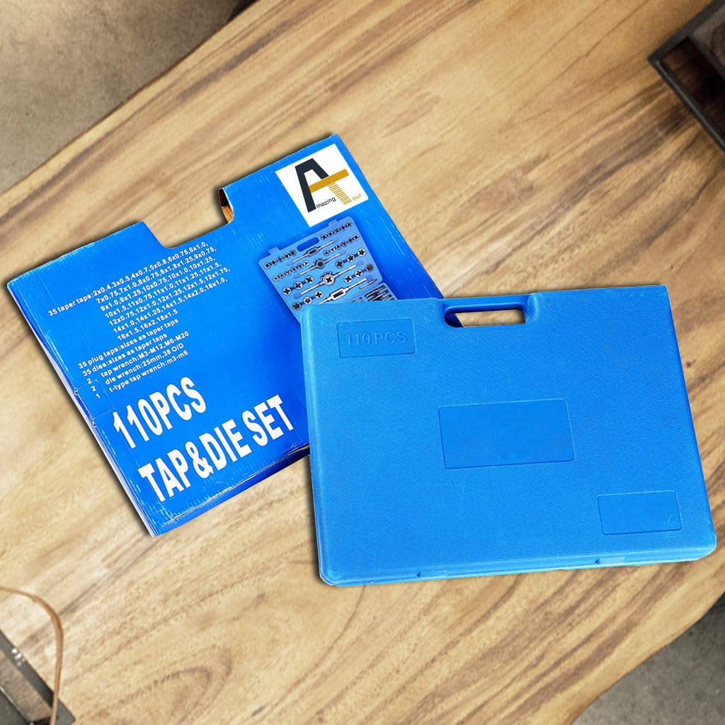 110 Piece Combination Tap and Die Set Alloy Steel Metric Tools with Carrying Case R206