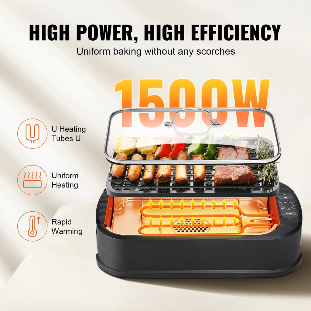 Smokeless Indoor BBQ Grill 1500W Nonstick C19761