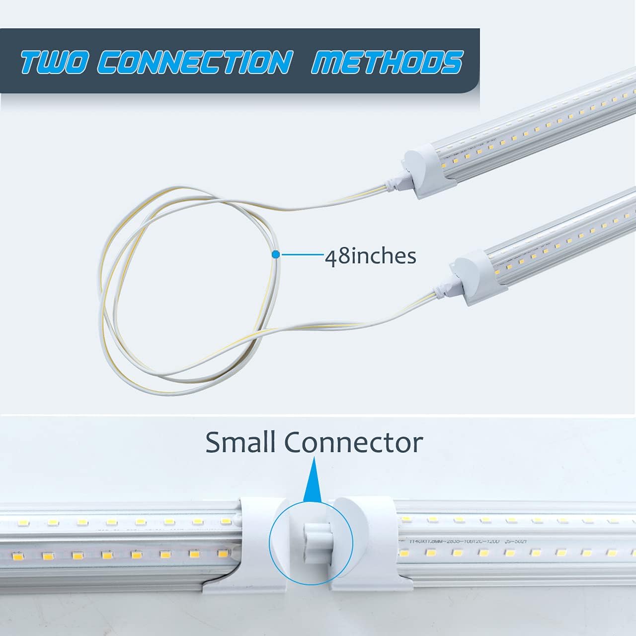 6 Pack 4FT 40W Integrated V Shaped LED Shop Light, Linkable White Daylight 6000k, On/Off Switch Cable Clear Cover U9984
